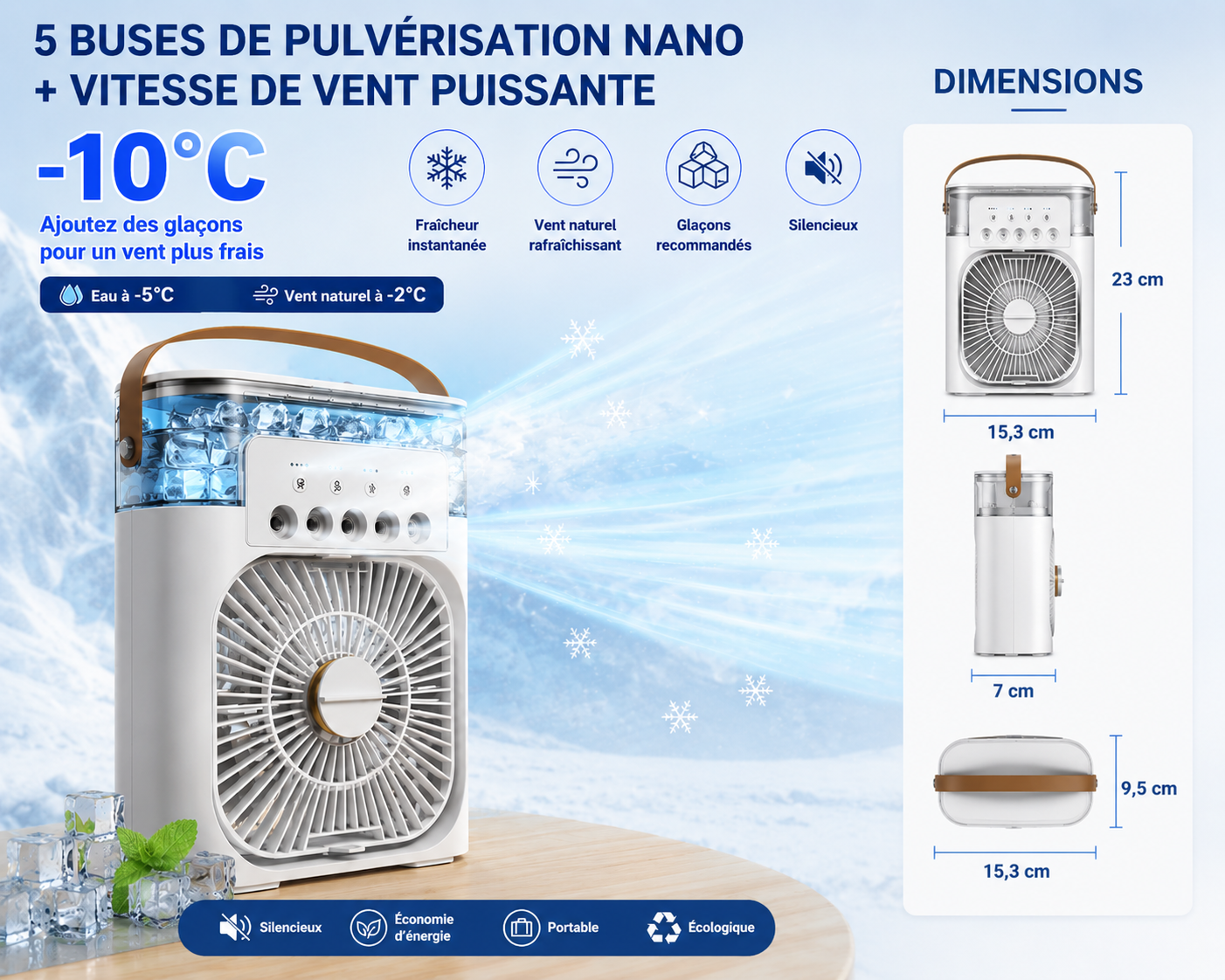 AirCool Mini – Climatiseur Diffuseur LED USB-C